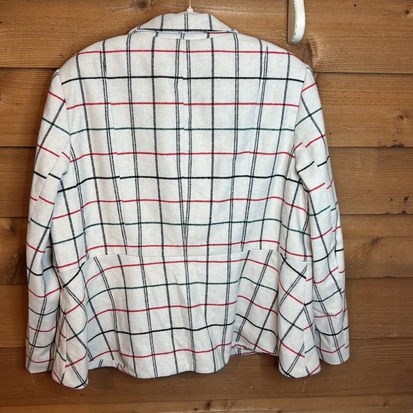 Plaid Wool péplum business coat blazer plus size single button academia - Picture 5 of 7